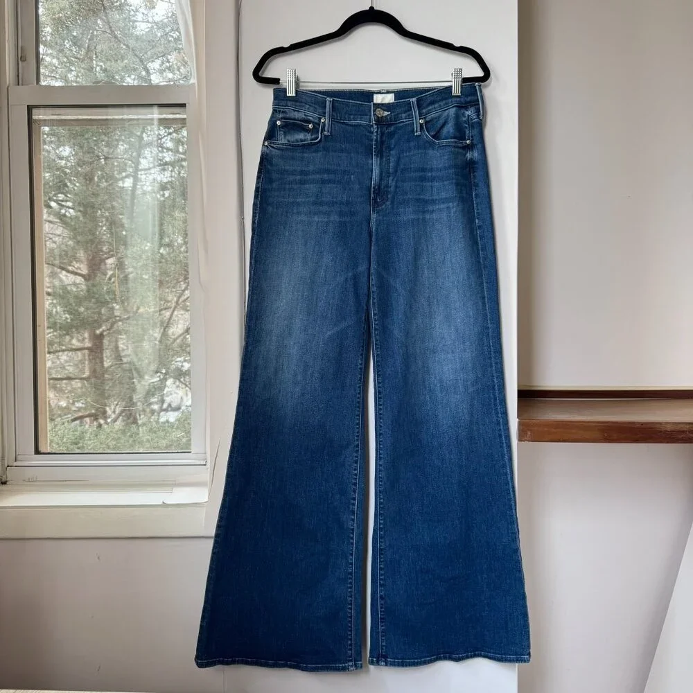 MOTHER The Twister Sneak Wide-Leg Jeans Dark Blue 30